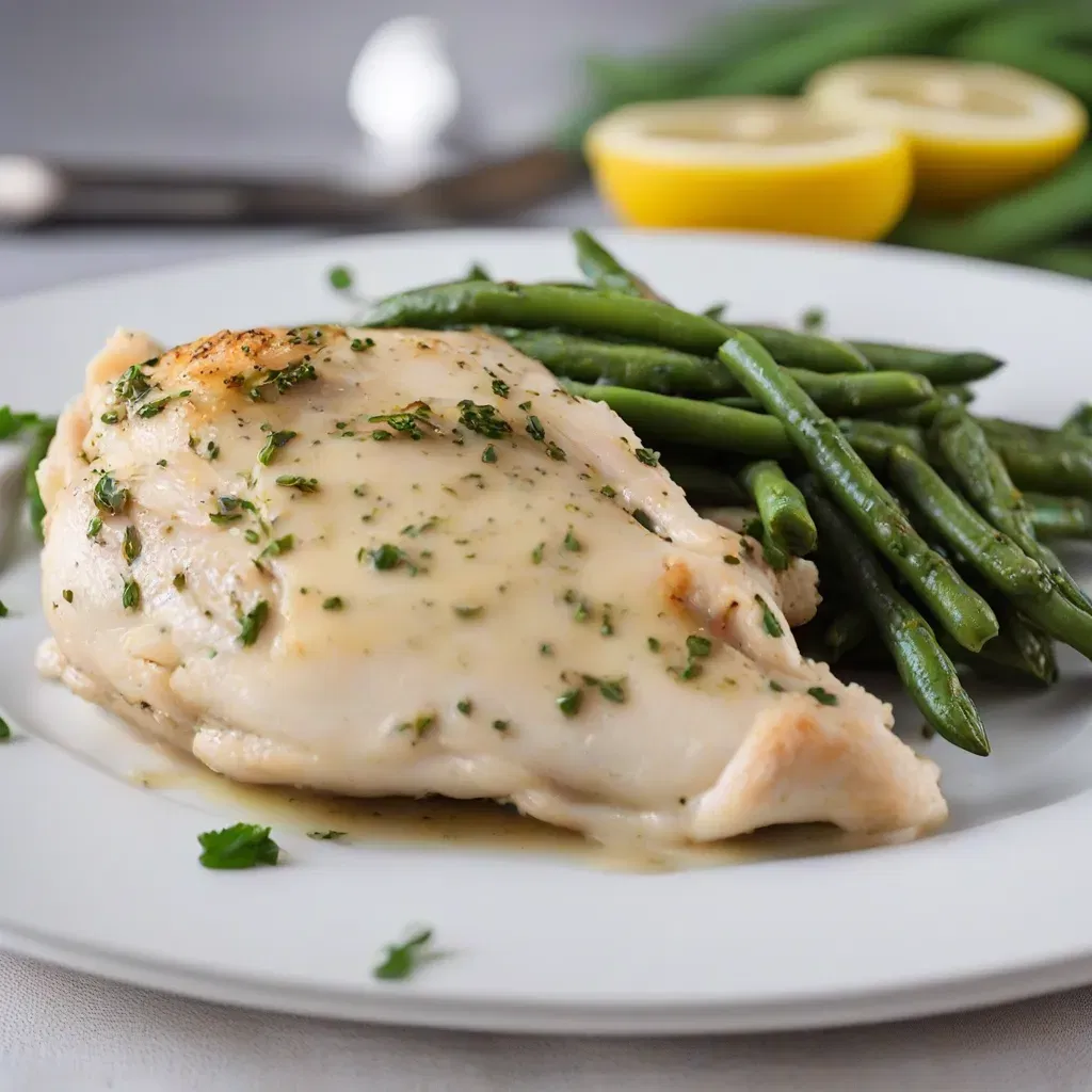 Roasted Lemon Herb Chicken with Garlic Mashed Potatoes and Green Beans