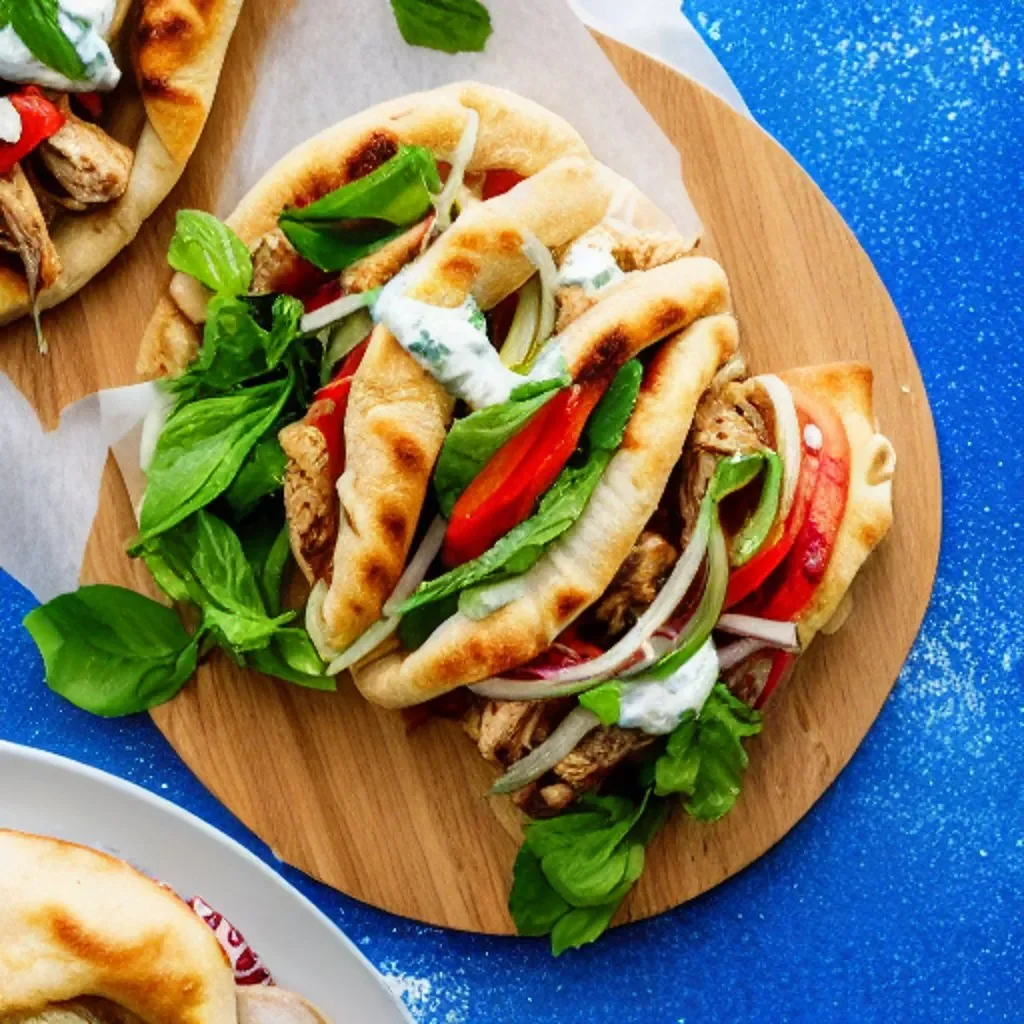 Greek Style Chicken Gyros with Homemade Tzatziki and Pita Bread